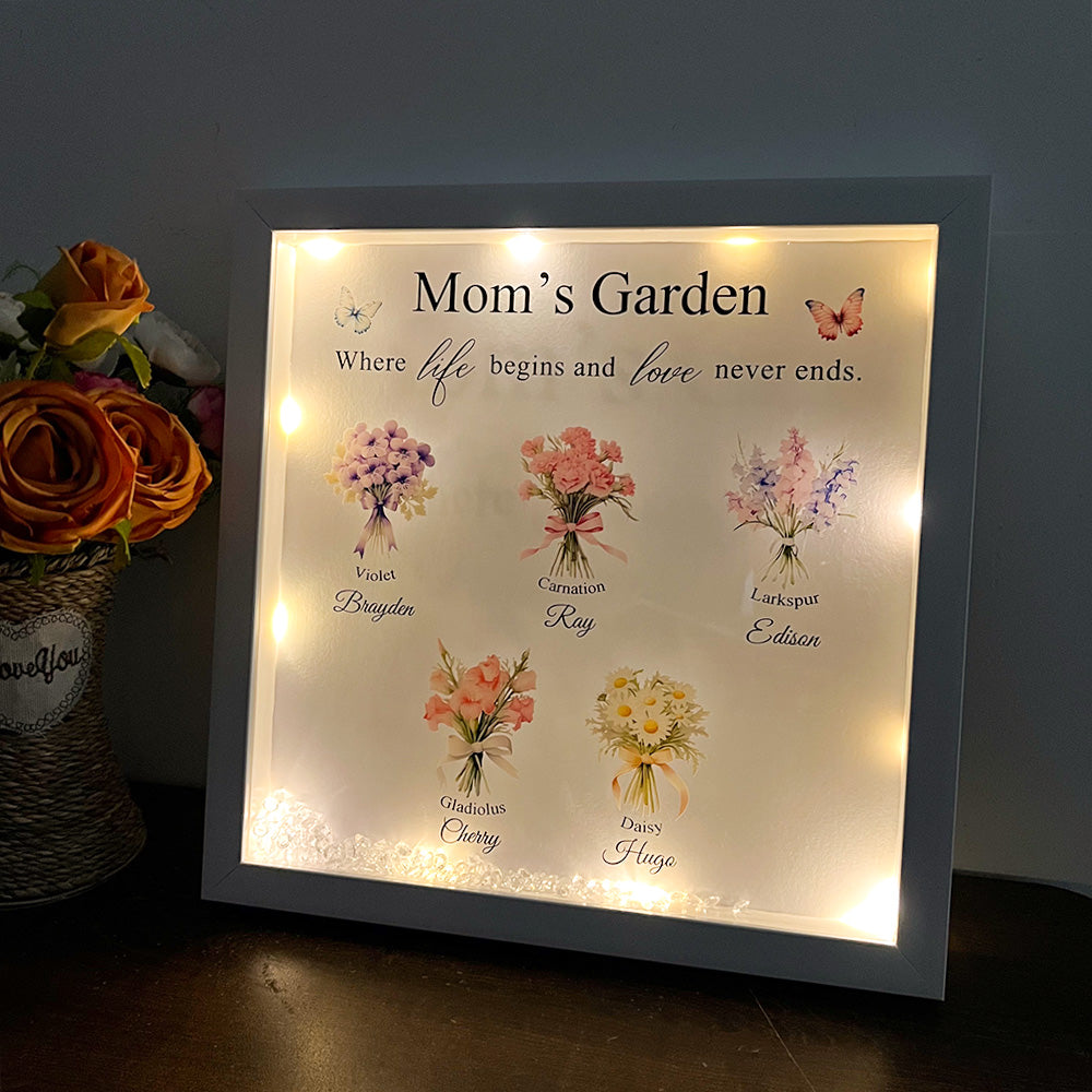 50% OFF✨Custom Mom's Garden Birth Flower Light Frame