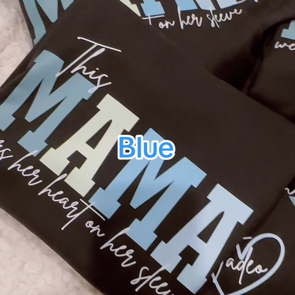 50% OFFđ„Personalized Mama Wears Her Heart On Her Sleeve Sweatshirt