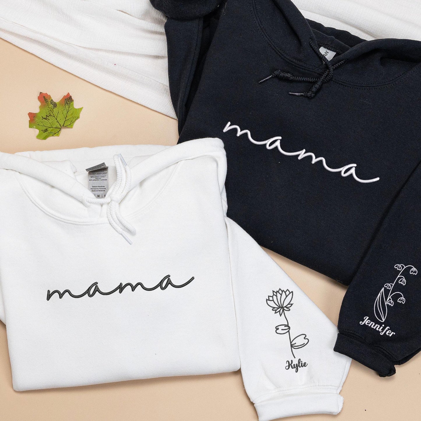 50% OFFđ„Custom Mama Sweatshirt with Mama Birth Flowers & Kids Names on Sleeve