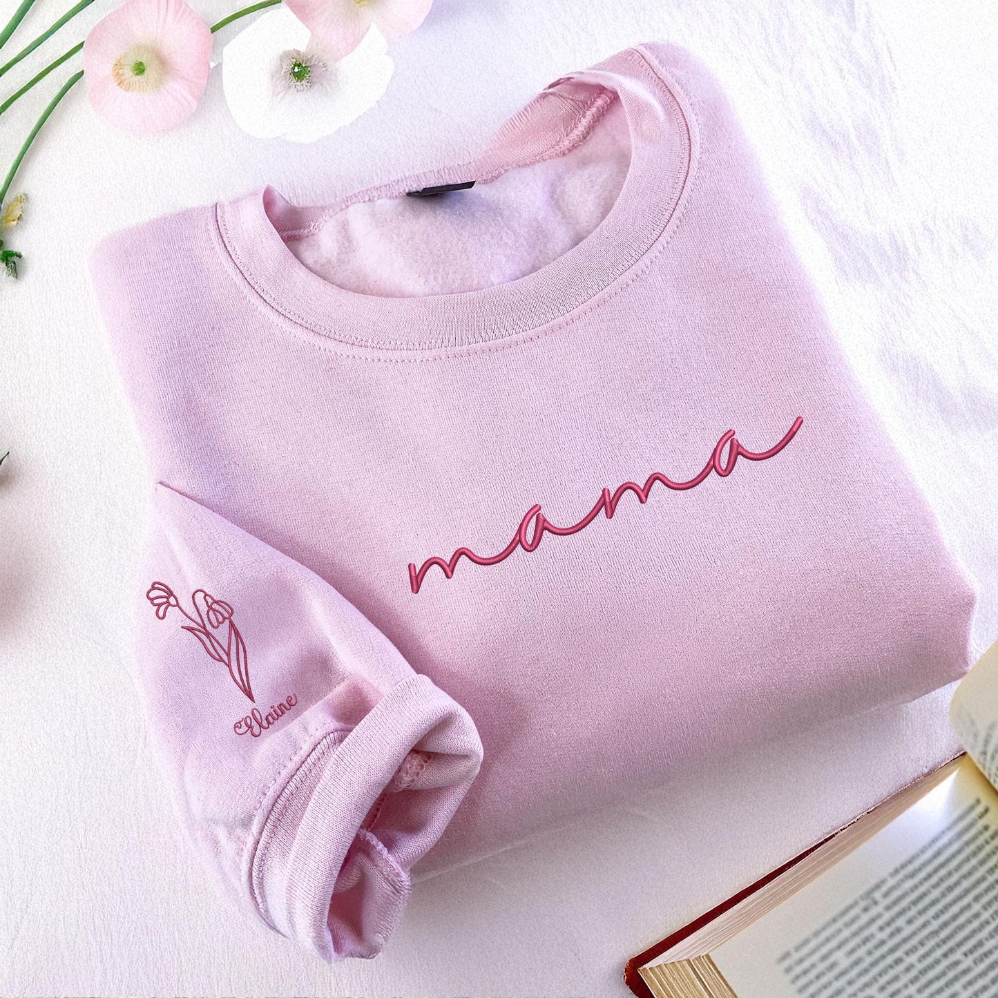 50% OFFđ„Custom Mama Sweatshirt with Mama Birth Flowers & Kids Names on Sleeve