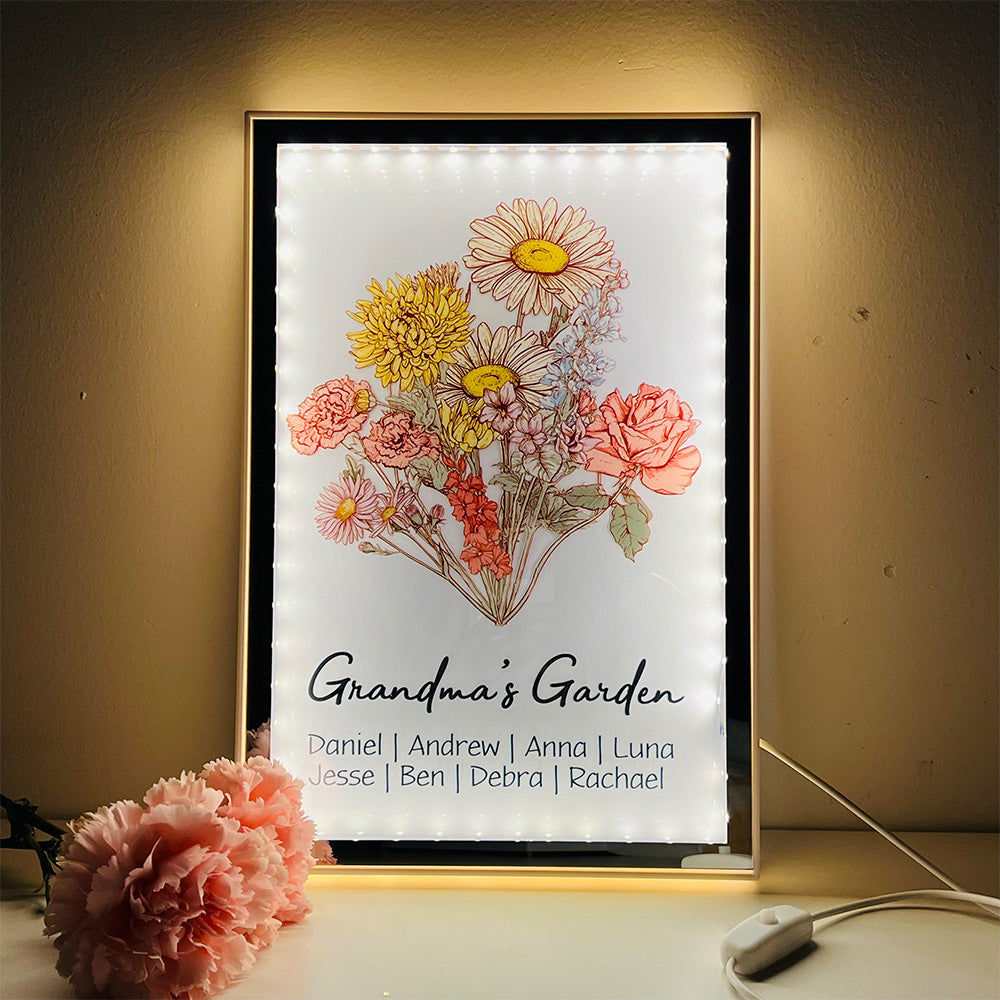 50% OFF✨Custom Birth Flower Bouquet Led Mirror