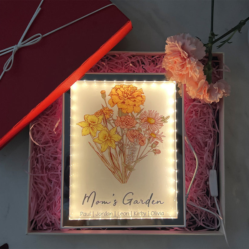 50% OFF✨Custom Birth Flower Bouquet Led Mirror