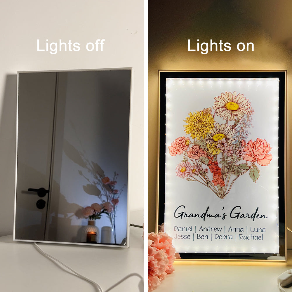 50% OFF✨Custom Birth Flower Bouquet Led Mirror