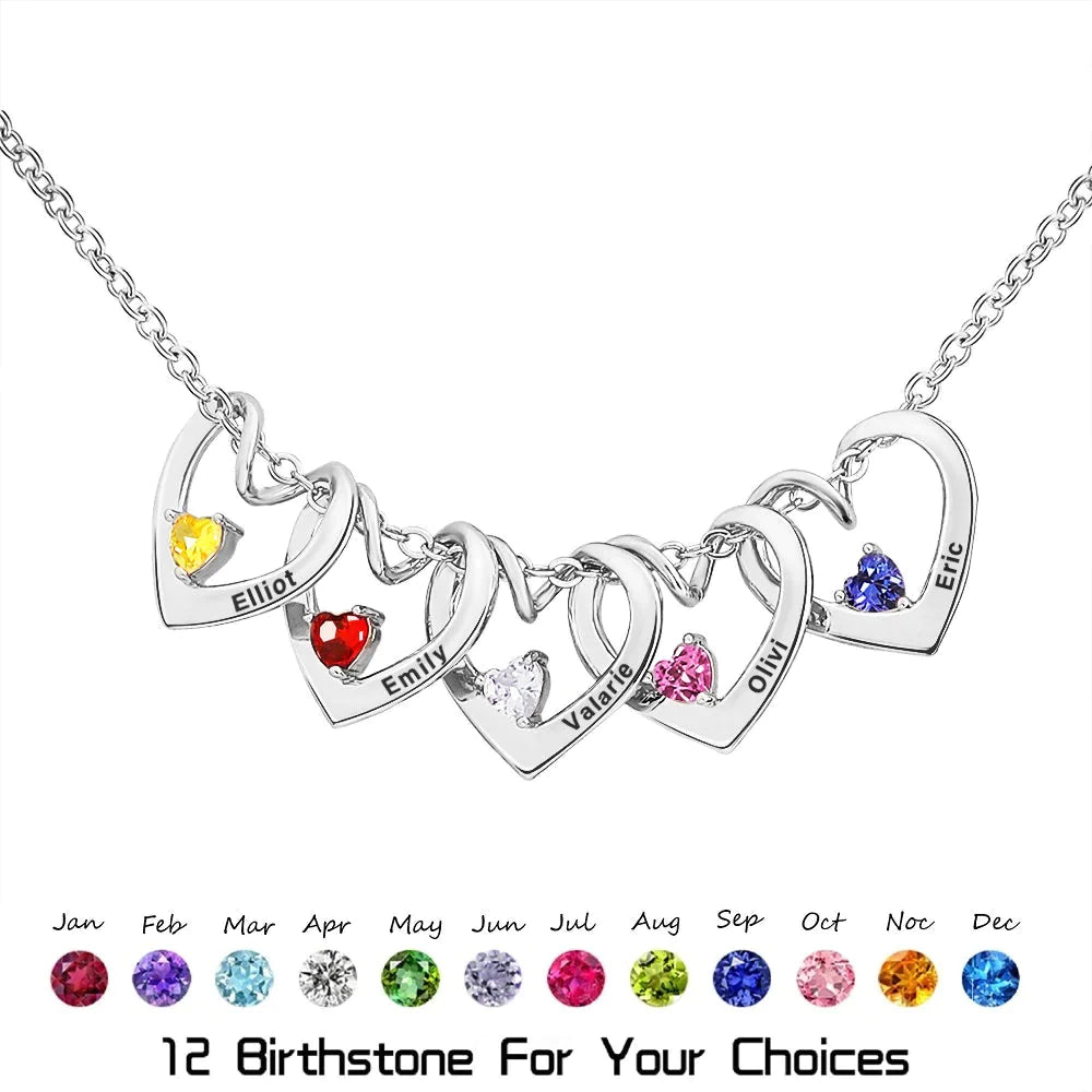 Personalize Heart Birthstone Necklace