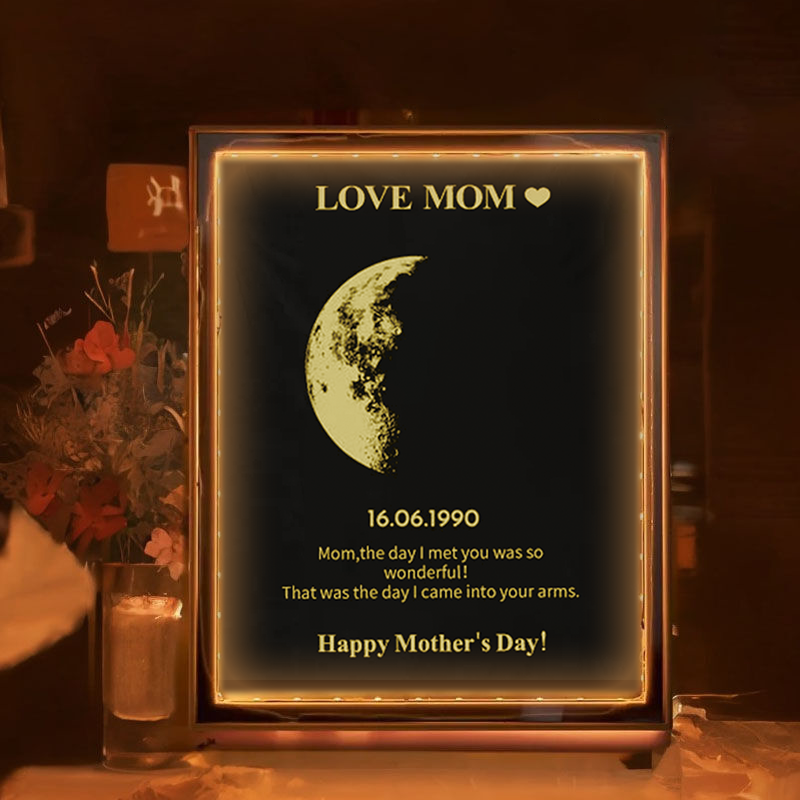 50% OFF🔥Custom Mom Led Art Mirror/Real Moon Phase-For Mother's Day Gift