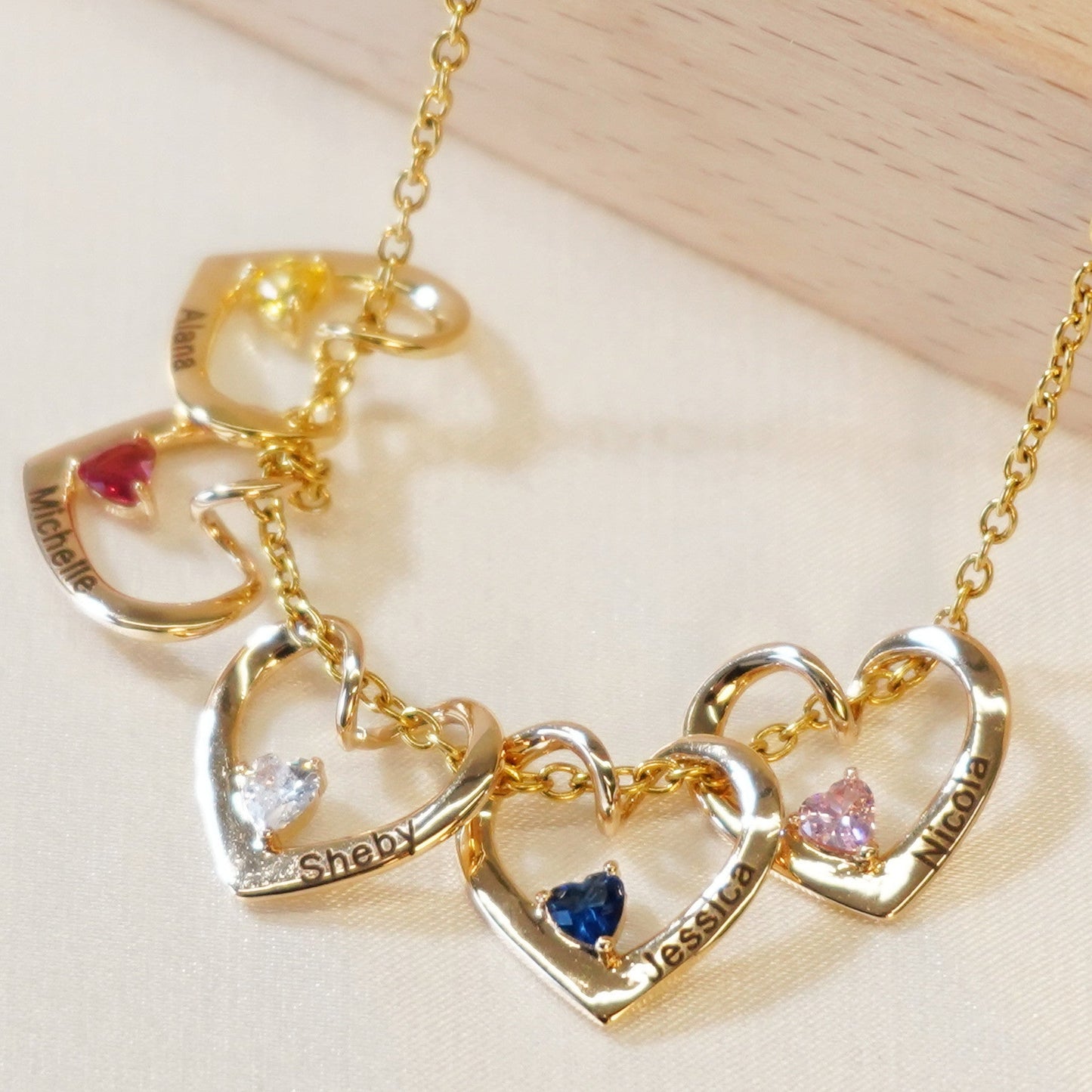 Personalize Heart Birthstone Necklace