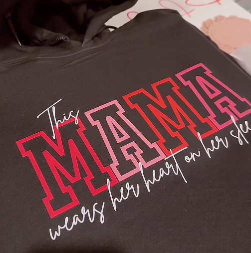 50% OFF🔥Personalized Mama Wears Her Heart On Her Sleeve Sweatshirt