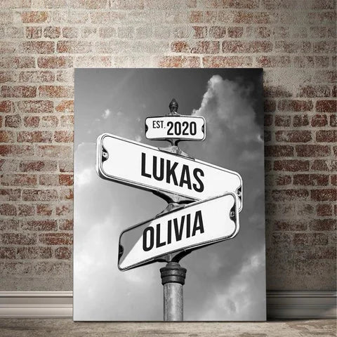 Personalized Canvas Vintage Street Sign for couples